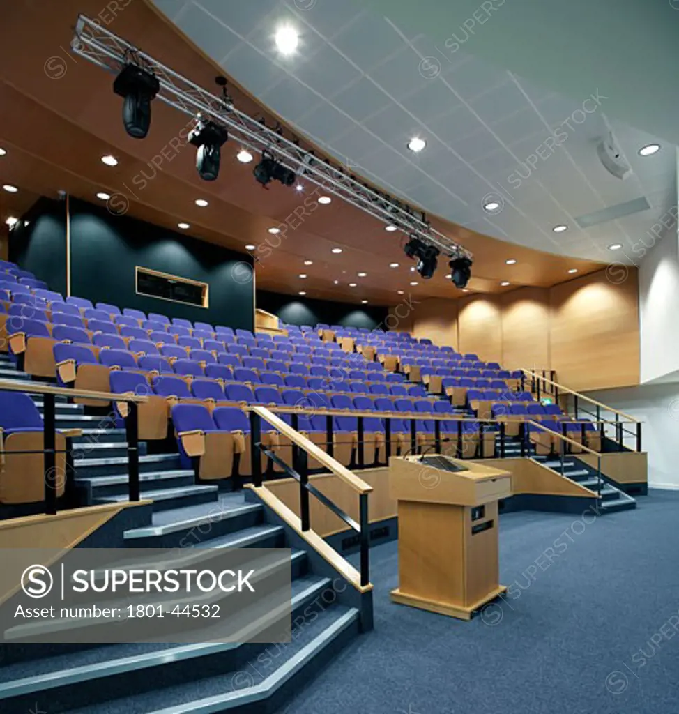 The Rose Bowl Leeds Metropolitan University, Leeds, United Kingdom, Sheppard Robson, The rose bowl leeds metropolitan university interior shot of the lecture theatre.