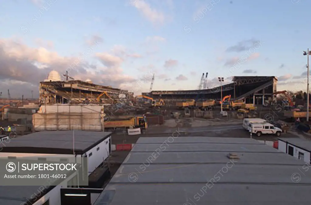 Wembley Stadium Demolition, Wembley, United Kingdom, Architect Unknown, Wembley stadium demolition on the pitch.