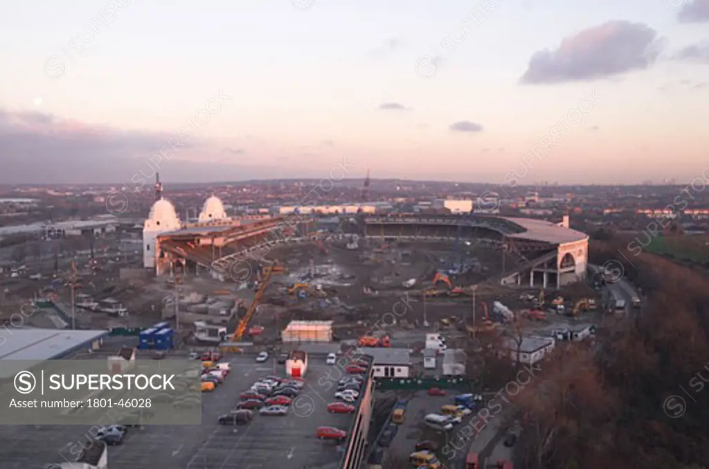 Wembley Stadium Demolition, Wembley, United Kingdom, Architect Unknown, Wembley stadium demolition aerial view.