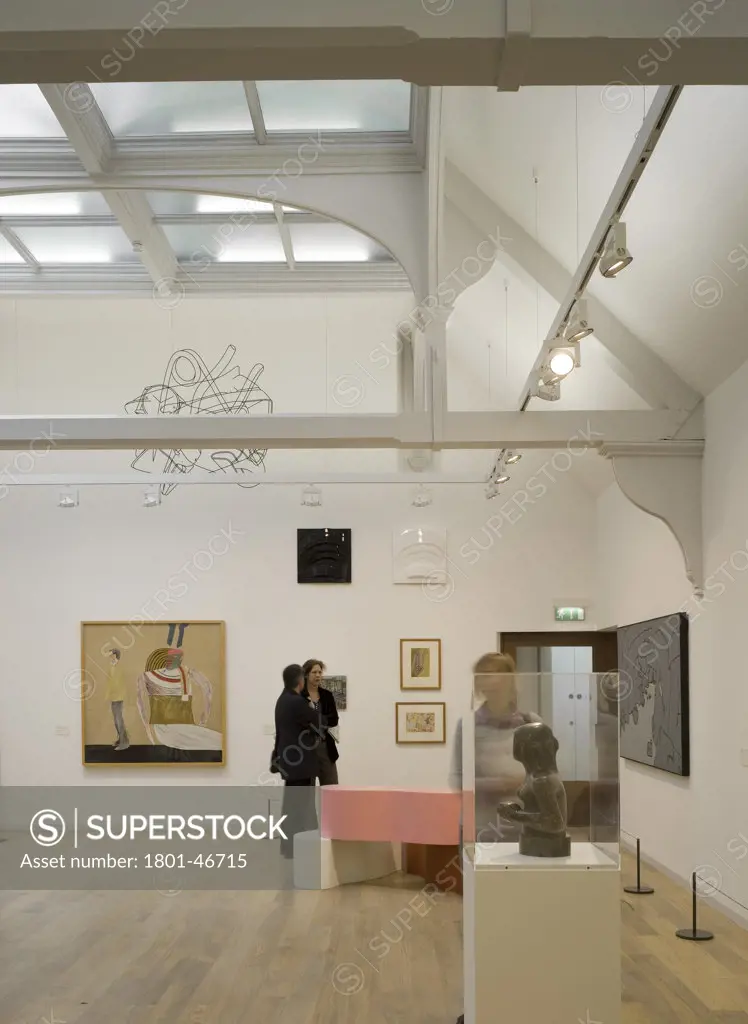 Whitechapel Art Gallery, London, United Kingdom, Witherford Watson Mann / Robbrecht & Daem, Whitechapel art gallery collections gallery with roof lights.