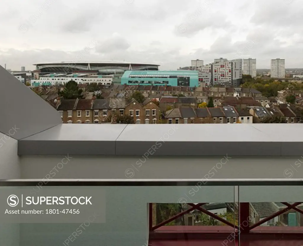 Highbury Square Arsenal Stadium, London, United Kingdom, Allies and Morrison, HIGHBURY SQUARE ARSENAL STADIUM RESIDENTIAL FLATS LONDON ALLIES AND MORRISON VIEW OF EMIRATES ARSENAL STADIUM FROM WEST STAND