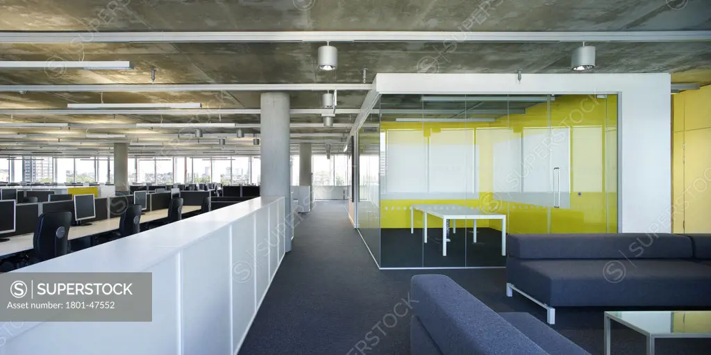Talk Talk Headquarters, London, United Kingdom, Found Associates, TALK TALK HEADQUARTERS FOUND ASSOCIATES LONDON UK 2009. AN INTERIOR VIEW OF THE SPACIOUS BRIGHT OPEN PLAN OFFICES AND MEETING AREAS