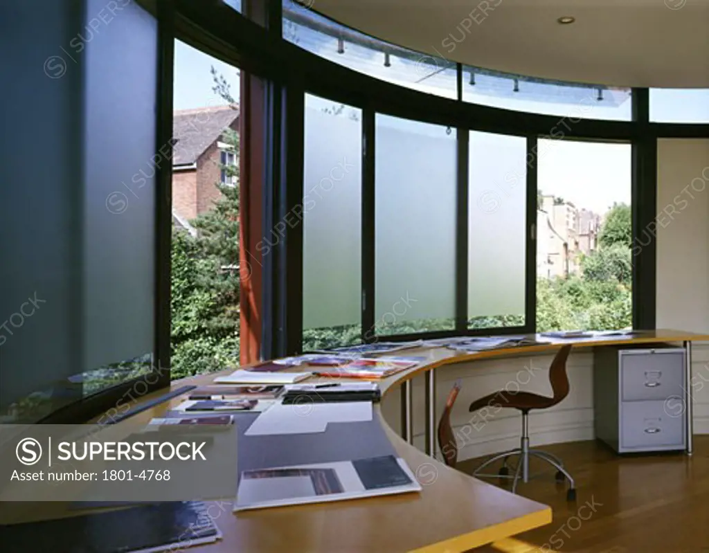 CAR DESIGNS HOUSE, DALEM MEWS, LONDON, NW3 HAMPSTEAD, UNITED KINGDOM, VIEW OF WORK SPACE, BERE ARCHITECTS