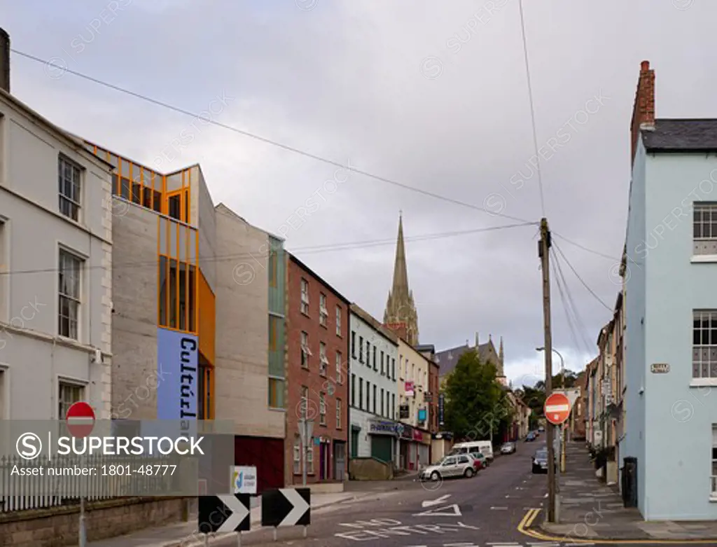 Cultúrlann Uí Chanáin Irish Language and Cultural Centre, Derry, United Kingdom, Odonnell and Tuomey, EXTERIOR GREAT ST JAMES STREET VIEW Cultúrlann Uí Chanáin IRISH LANGUAGE AND CULTURAL CENTRE ODONNELL AND TUOMEY