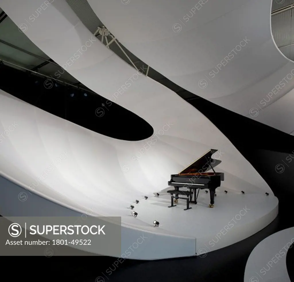 Chamber Music Hall, Manchester, United Kingdom, Zaha Hadid Architects, Piano on stage