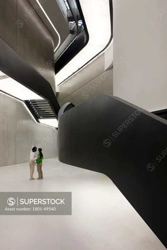 Maxxi National Museum of 21st Century Arts, Rome, Italy, Zaha Hadid Architects, A view from the main entrance showing stairways and bridges