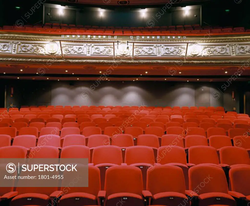 WATFORD PALACE THEATRE, CLARENDON ROAD, WATFORD, HERTFORDSHIRE, UNITED KINGDOM, INTERIOR OF AUDITORIUM - VIEW OF SEATING AND BALCONY, BURRELL FOLEY FISCHER