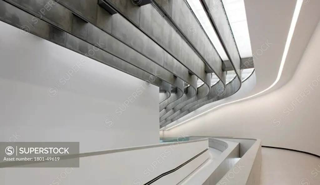 Maxxi National Museum of 21st Century Arts, Rome, Italy, Zaha Hadid Architects, The sweeping lines of the roof above an exhibition space