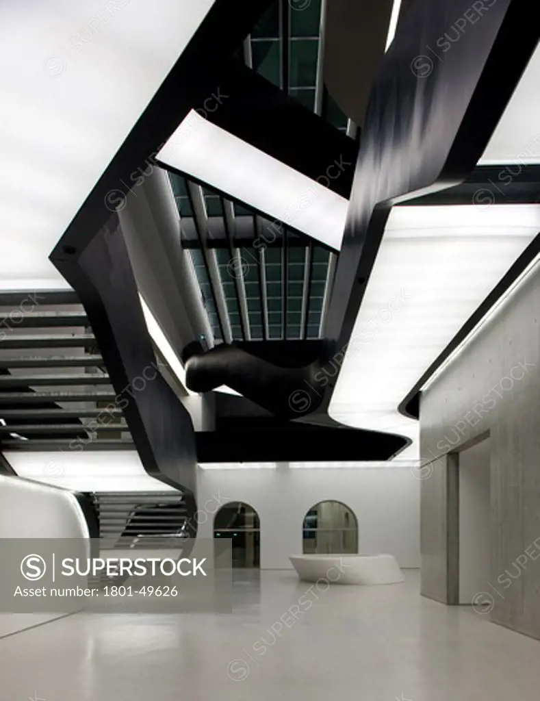 Maxxi National Museum of 21st Century Arts, Rome, Italy, Zaha Hadid Architects, A view of the main entrance showing stairways and bridges