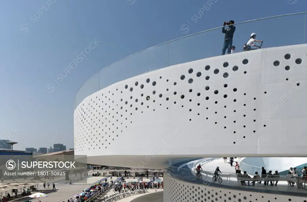 Shanghai Expo 2010 Danish Pavilion, Shanghai, China, Big / Bjarke Ingels Group, SHANGHAI EXPO 2010 DANISH PAVILION BIG / BJARKE INGELS GROUP GENERAL EXTERIOR VIEW OF SPIRAL ELEVATION WITH VISITORS