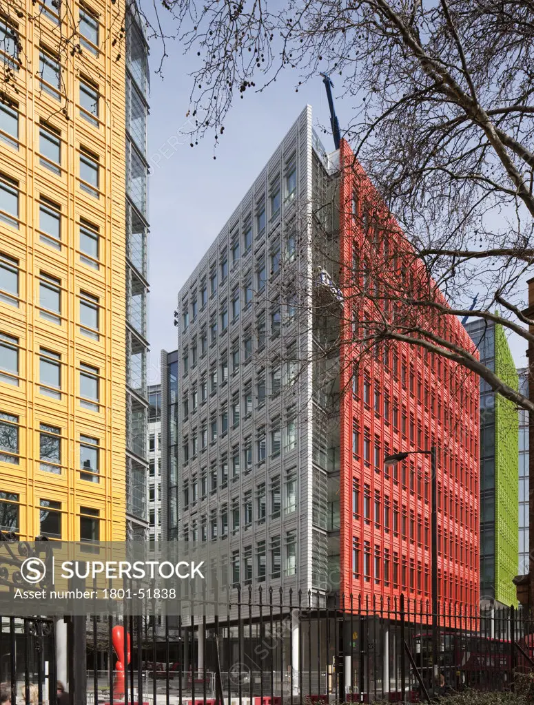 Central St Giles, London, United Kingdom, Renzo Piano Building Workshop, Coloured ceramic tile cladding