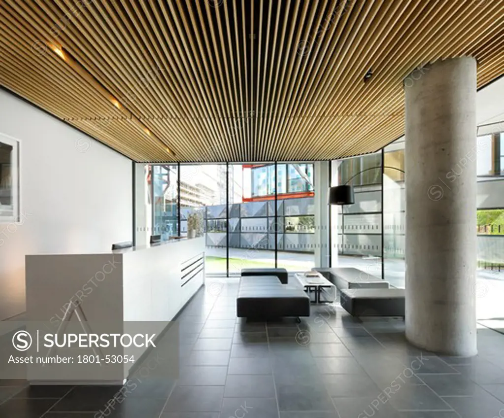 Neo Bankside  Rogers Stirk Harbour,Partners , John Robertston Architects  Bankside  London  Uk  2011 Interior Of Reception Area With View Through