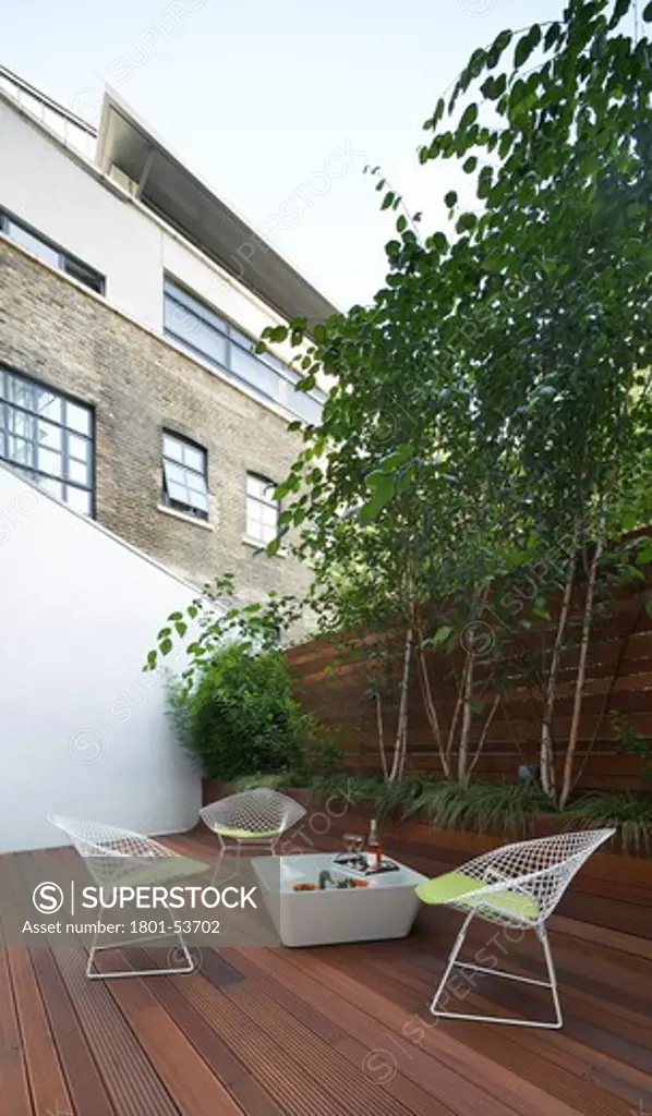 Private House  Ambience Contracts  London  2010  Decked Garden With Table And Chairs