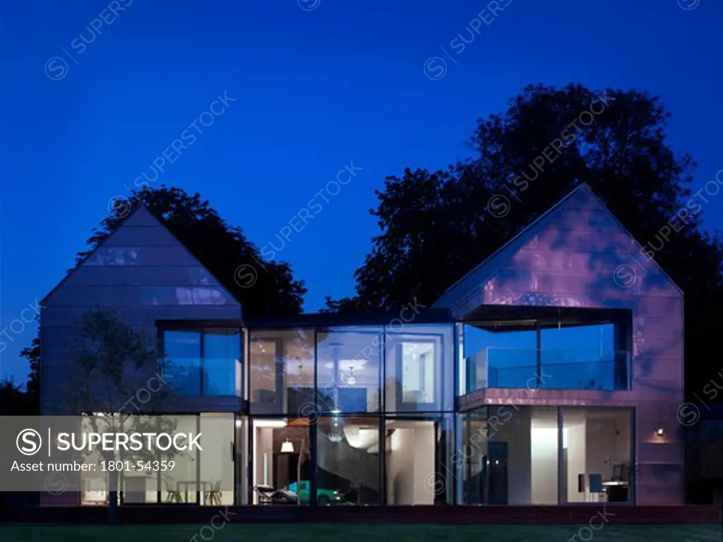 Exterior  Dusk  Reflected Sunset - Bronze Clad Private House In Cambridgeshire