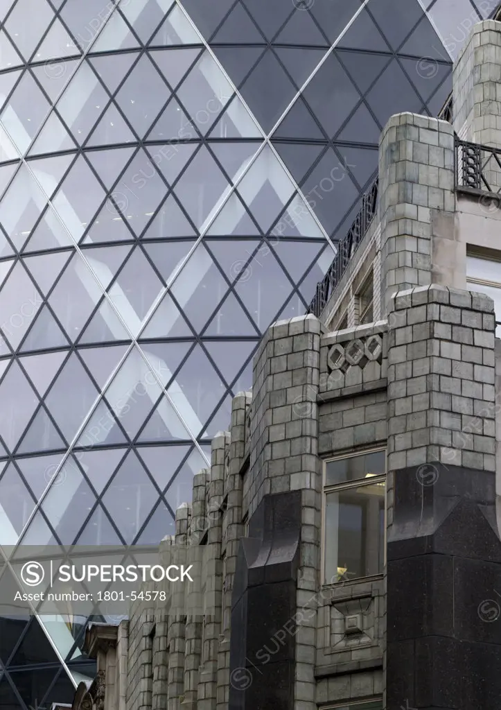 Holland House Hendrick Petrus Berlage London 1916 Upper Detail Of Former Main Entrance With Gherkin In Backfround