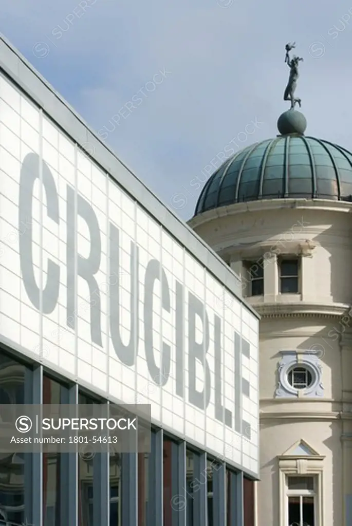 Crucible Theatre  Burrell Foley Fischer  Sheffield  2010  Exterior Signage With Dome Beyond