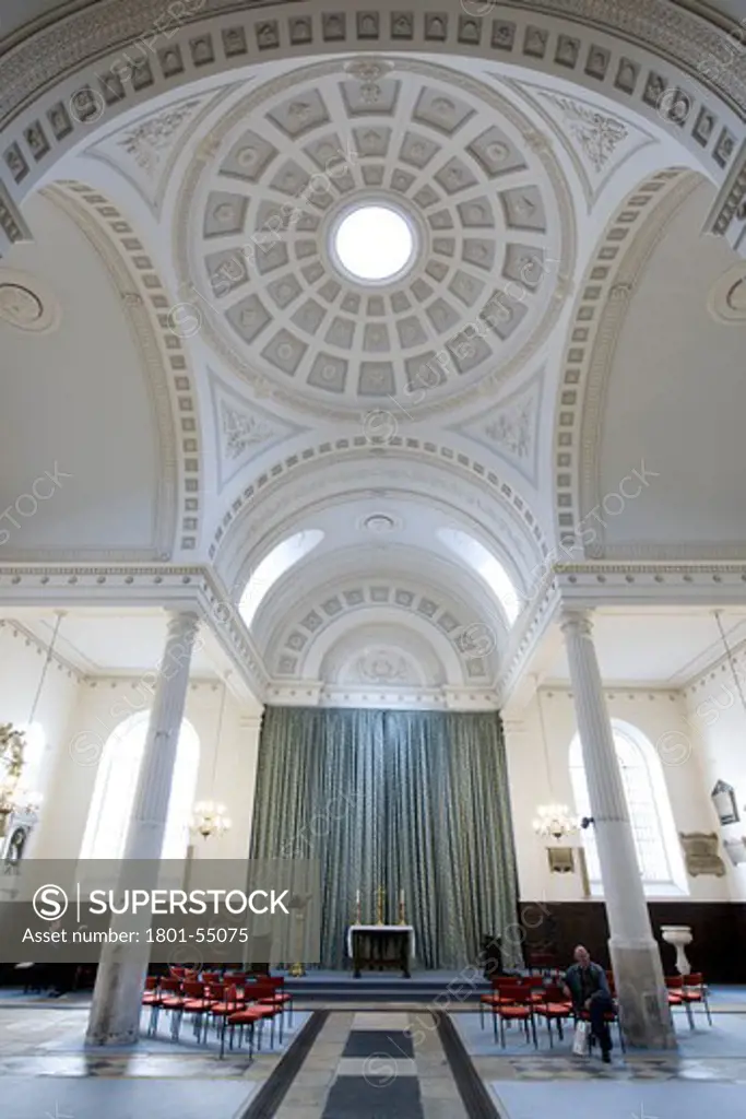 City Of London  St. Mary-At-Hill  Sir Christopher Wren  1670-4 Rebuilt By James Savage 1843. The Least Spoiled Interior In The City  A Shallow Dome Is Supported On Four Free-Standing Columns. It Is The Church Of The Billingsgate Fish Merchants.View To East End