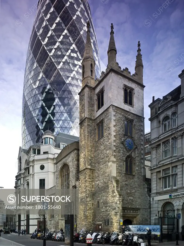 City Of London 2010 St Andrew Undershaft With 30 St Marys Ax The Gherkin Swiss Re In The Background