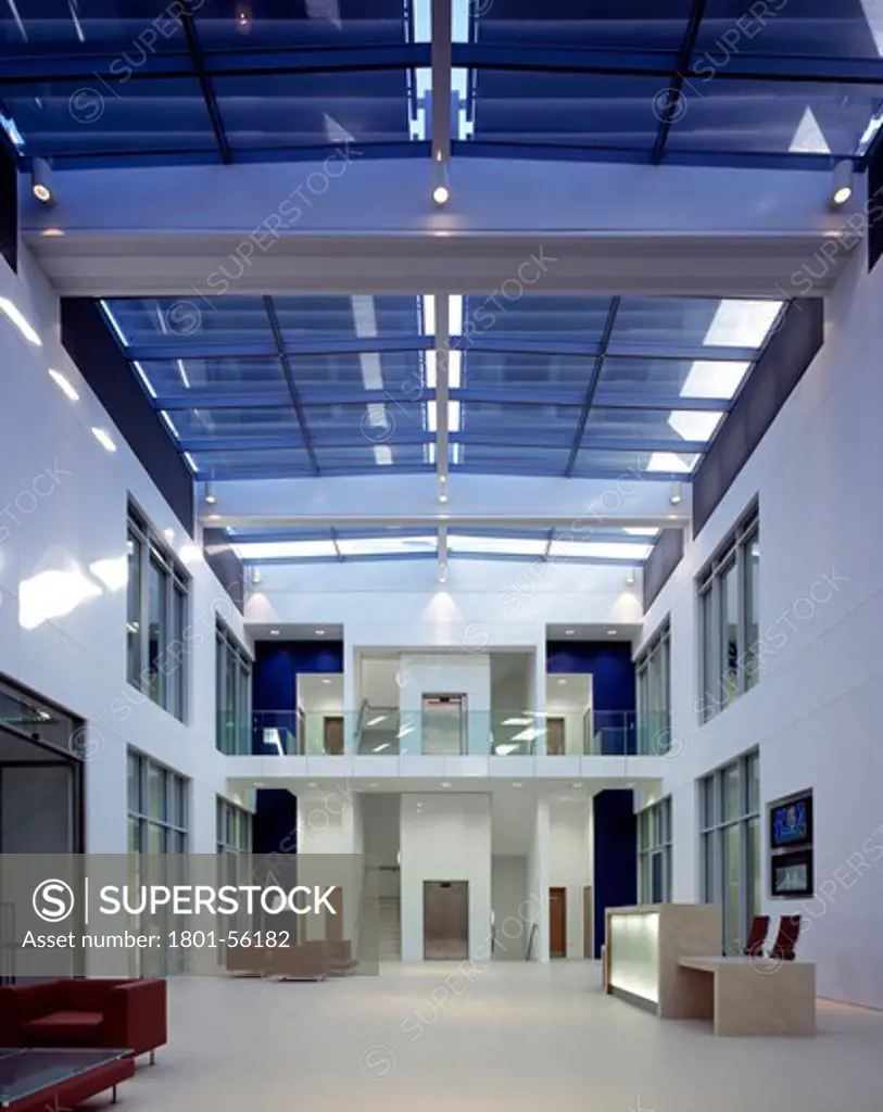 Reception Area  Day - Inspired  Refurbished By Collett and Farmer Architects And Exemplar Properties  Provides High Quality  Fully Refurbished Office Accommodation. Inspired Totals 85 872 Sq.Ft. Net Over 2 Open Plan Floors  With A Large New  Double Height  Central Atrium And Reception Area.