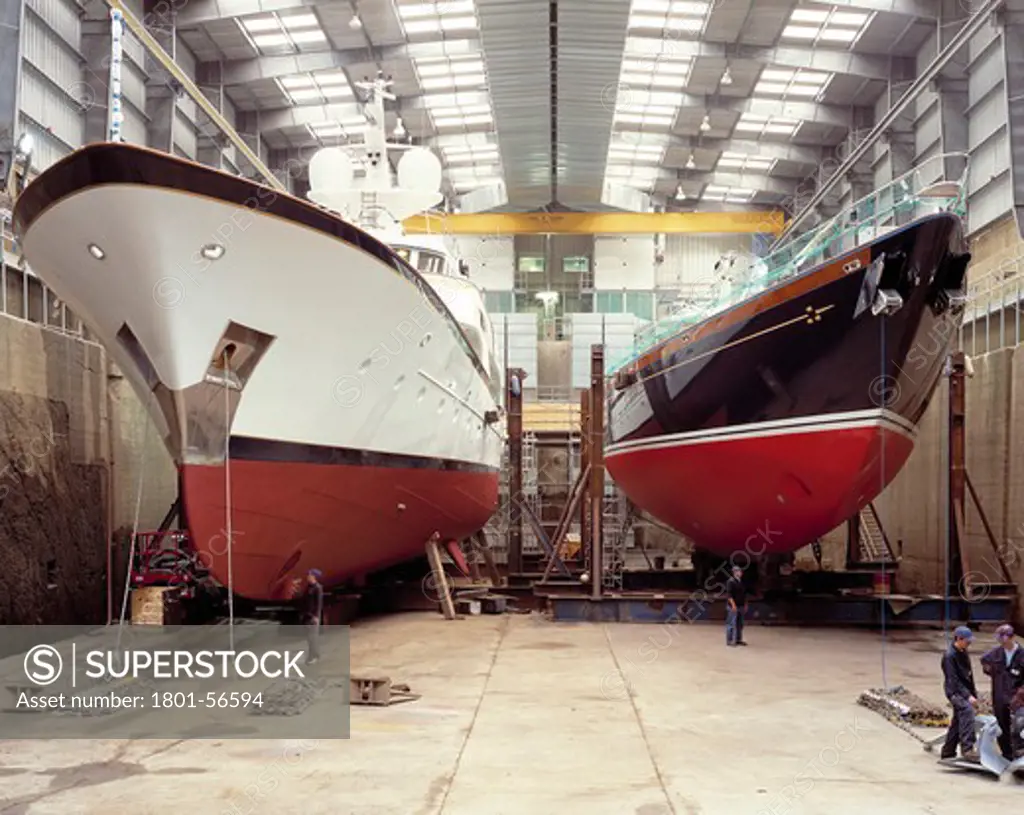 Pendenis Ship Yard-Falmouth Cornwall- 2002-Yachts In Dry Dock With Workers