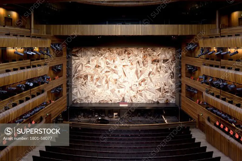 Oslo Opera House (Operaen)  Snøhetta  Oslo Norway  2008  Ammonia-Treated Oak-Clad Main Auditorium With Metafoil Stage Curtain