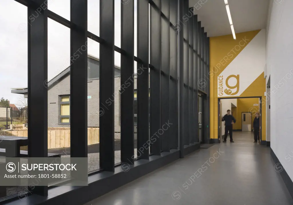 Knowle Dge School Haverstock Associates Bristol 2010 View Of Hallway And Floor-To-Ceiling Window Grid