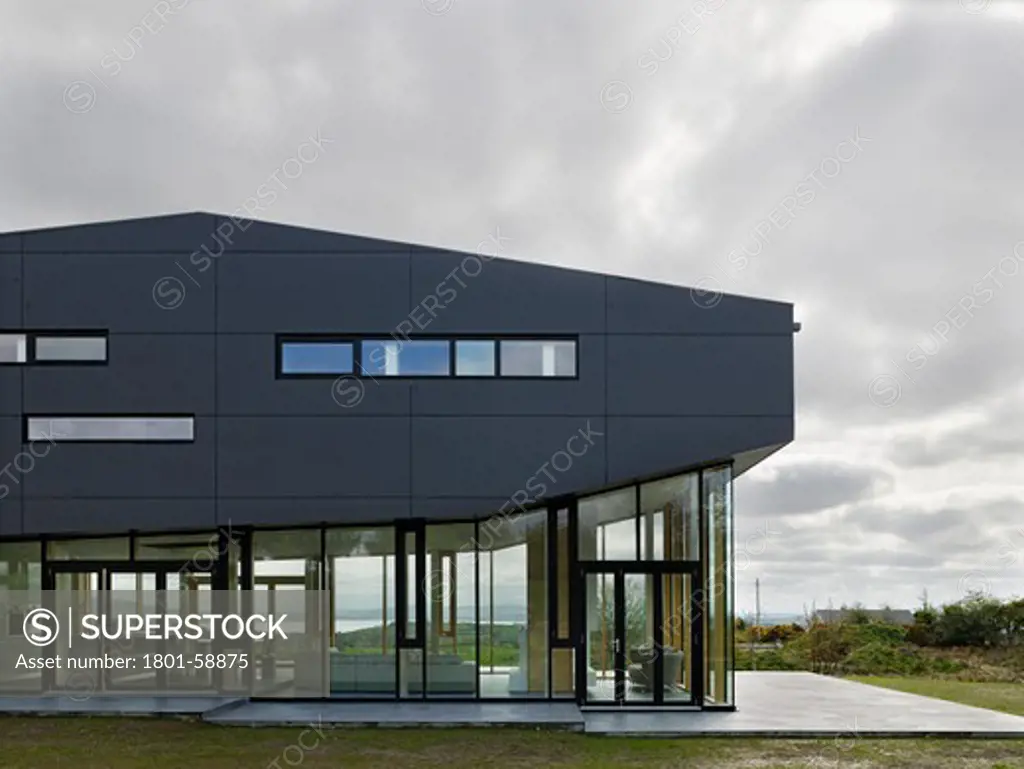 The Dolmen House, Macgabhann Architects, Donegal, Ireland, 2011,  Partial Exterior Elevation Of Glazed Living Area
