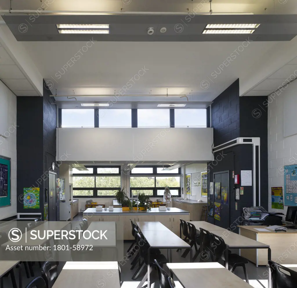 Cotham School, Walters And Cohen, Bristol, United Kingdom, 2010, Interior View Through Of Newly Build Science Classroom