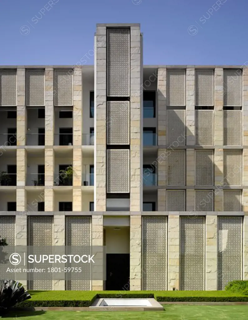 Anam Hotel, New Delhi, India, Kerry Hill Architects, 2011-Guest Wing Facade