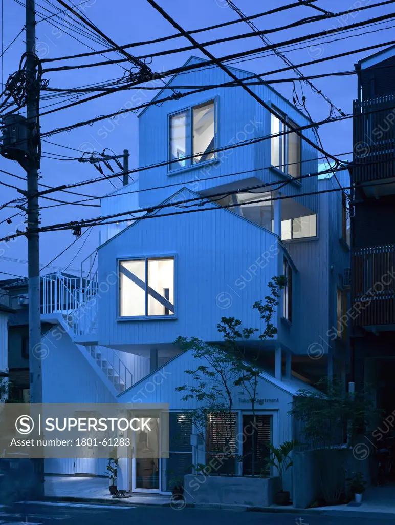 Tokyo Apartment Japan Sou Fujimoto Architects-Twilight View
