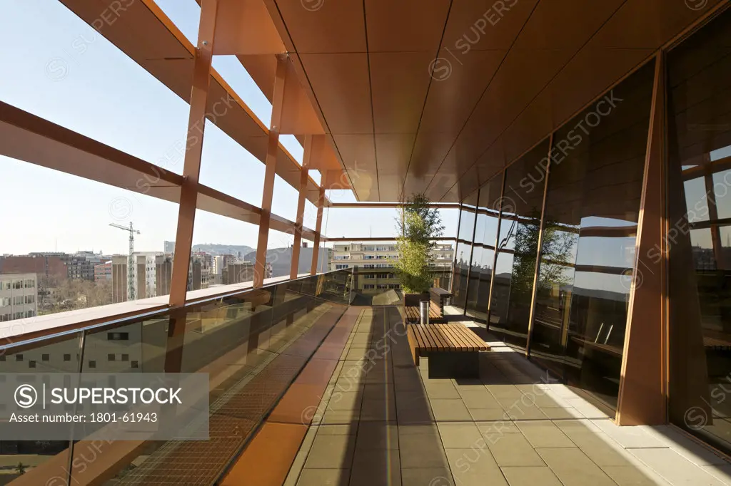 Cmt- Communications Market Commission Hq Ib Barcelona By Batlle I Roig. View Of Terrace On Upper Floor