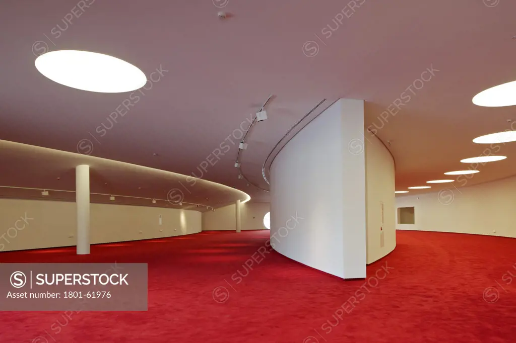 Niemeyer Center In Aviles  Spain  By Oscar Niemeyer. Inside View Of Corridor In Auditorium Building
