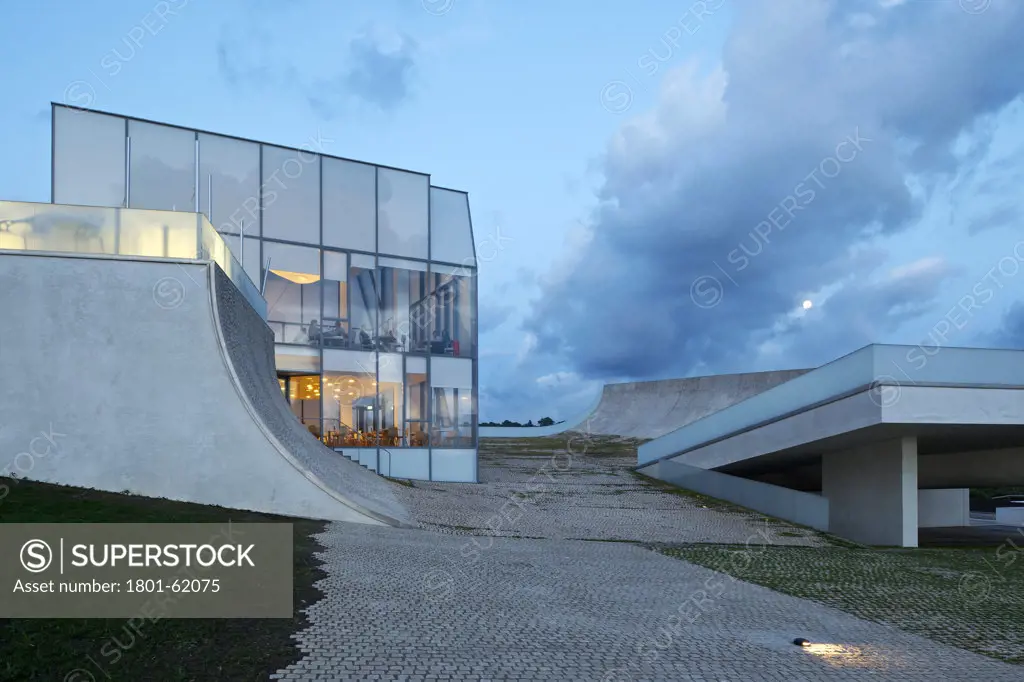 The Citíˆ De LOcíˆAn Et Du Surf,Steven Holl Architects,Solange Fabi"Žo,Biarritz,France, 2011,  Panoramic Exterior Evening View