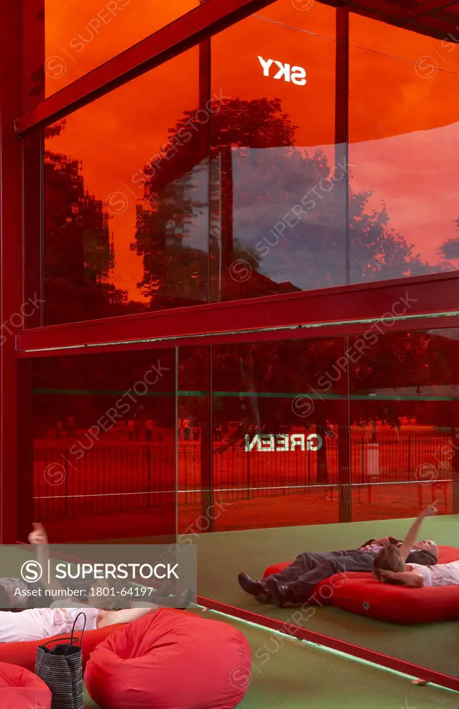 Serpentine Gallery Summer Pavilion 2010 Jean Nouvel With Arup  People Lying On Soft Seating With Reflection