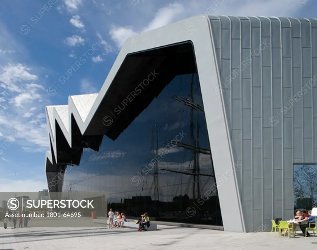 Glasgow Riverside Museum, Zaha Hadid Architects, 2011, Exterior Wide View Of Riverside Facade