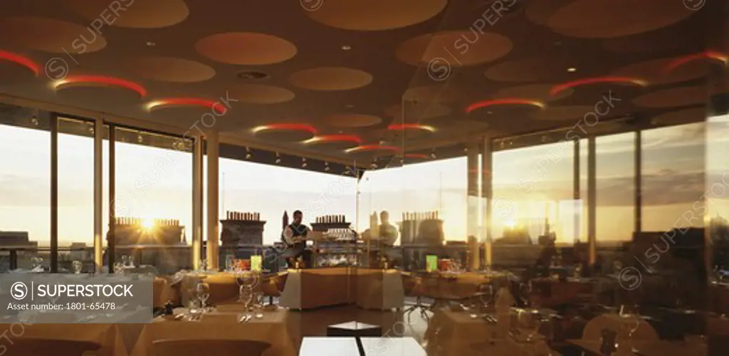 Harvey Nichols Restaurant View Of Interior And Reflections At Sunset