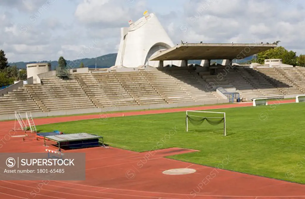 City Stadium Of Firminy-Vert Horizontal View Of Stand With Running Track