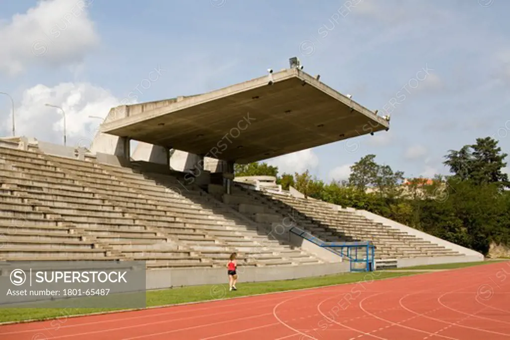 City Stadium Of Firminy-Vert Horizontal View Of Stand From Running Track
