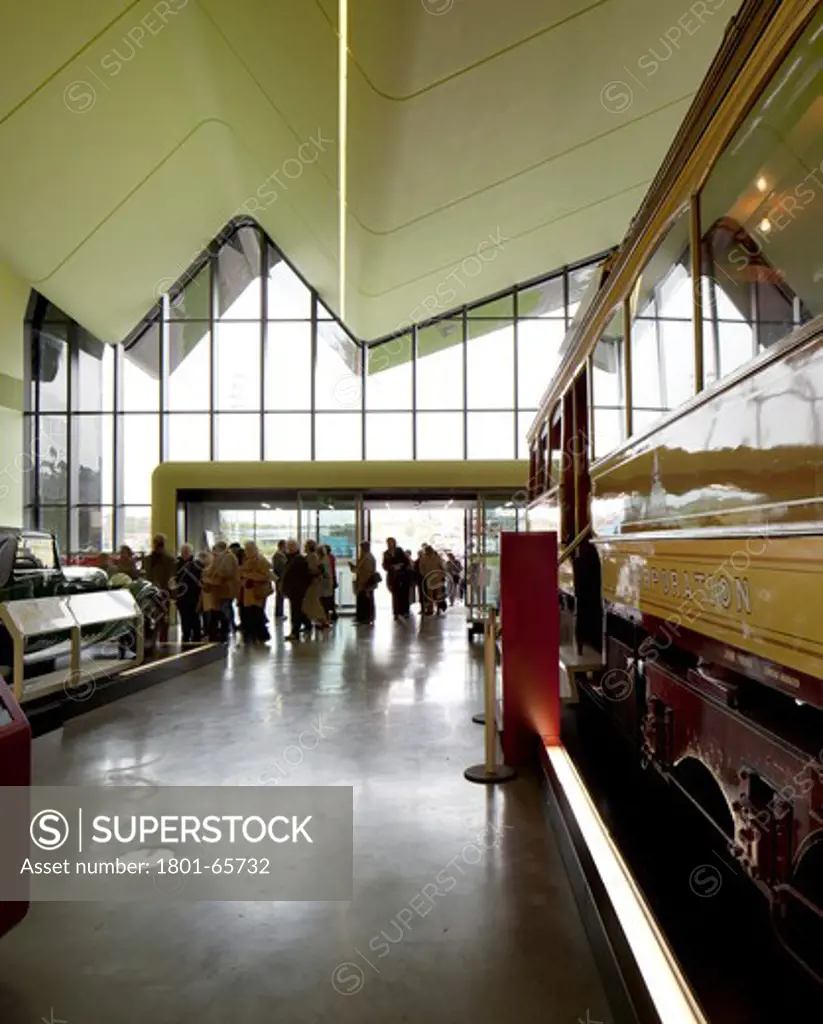 Riverside Museum Of Transport Designed By Zaha Hadid Architects.  Interior Looking Towards Entrance