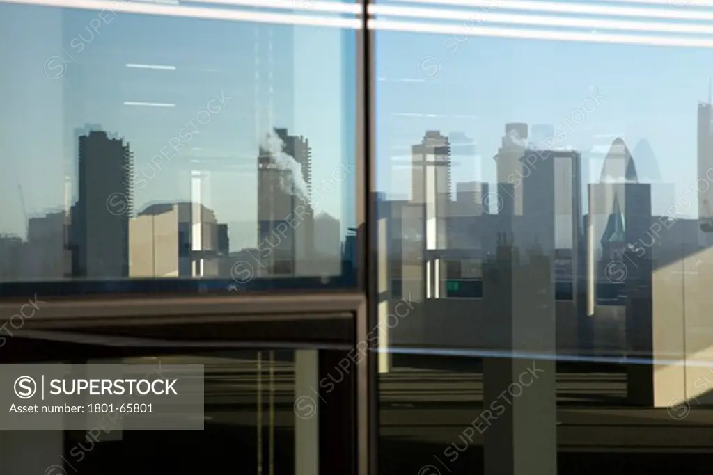 A Reflected View Of The City Of London. The View Includes The Barbican And The Gurkin.