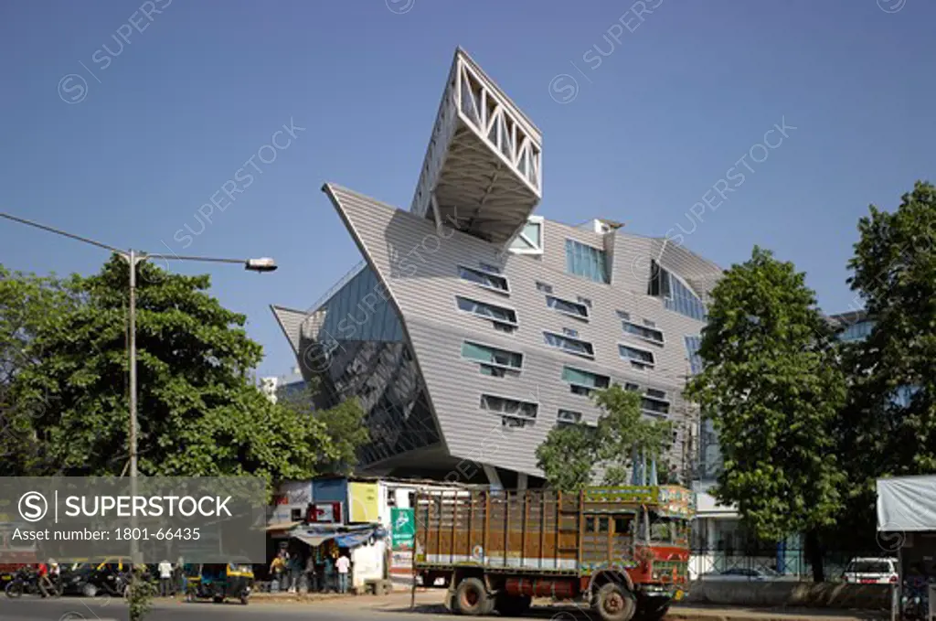 Gms Grande Palladium Office Development-Mumbai India-Malik Architecture 2011-Street View With Parked Trucks