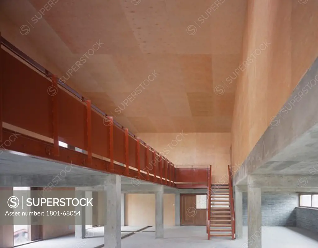 Letterfrack Furniture College Library Interior With Concrete Structure And Plywood Panelling