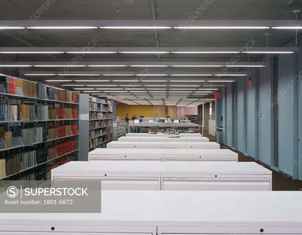 CENTRAL LIBRARY, 1000 GRAND AVENUE, DES MOINES, UNITED STATES, BOOK STACKS AND MUSIC COLLECTION, DAVID CHIPPERFIELD