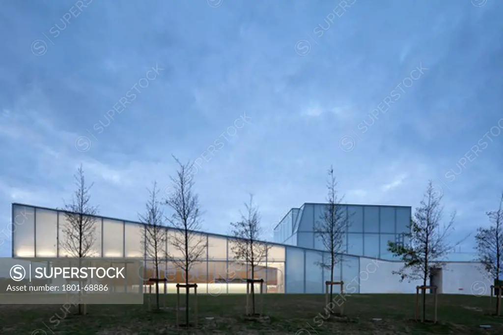 Exterior At Dawn Of Sea And Surf Museum Designed By Steven Holl And Solange Fabiao.