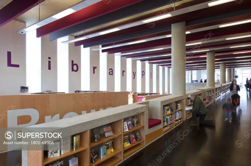 Corby Cube Hawkins Brown Architects Interior View Of Library And Circulation Ramp