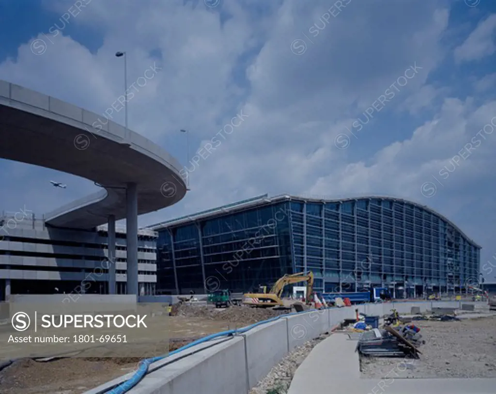 Terminal 5 Heathrow Construction South Elevation  Showing Carpark Access Ramp