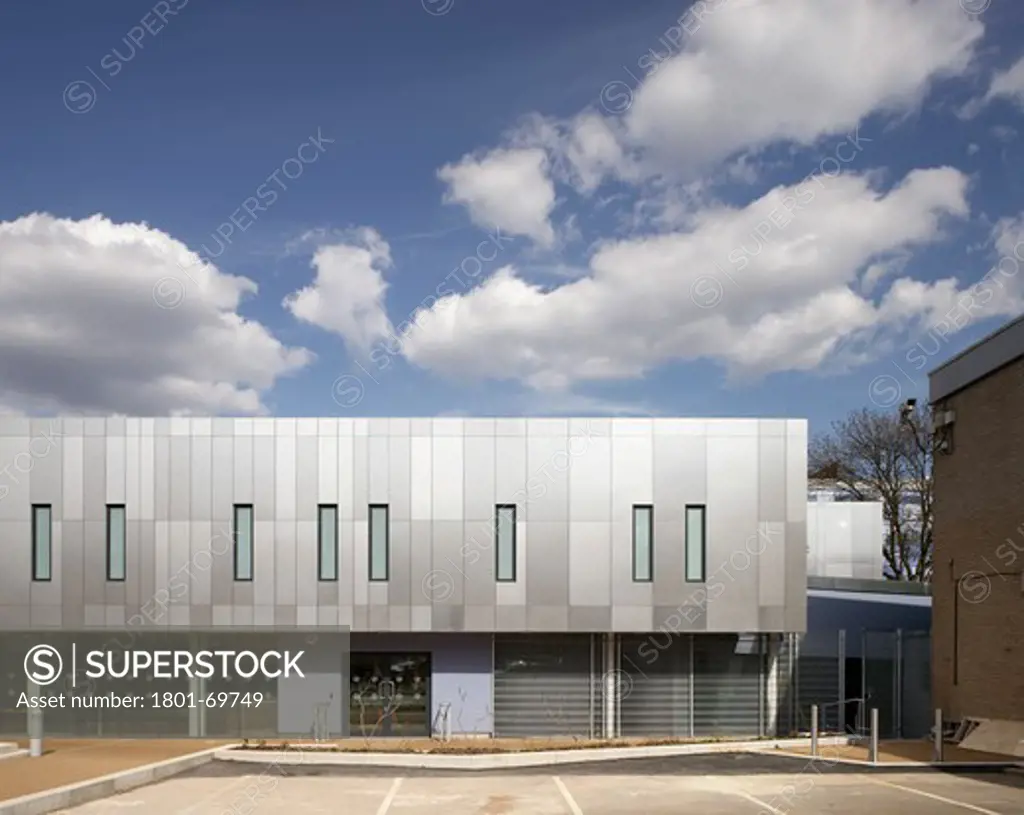 The Charter School New Sports Hall Block Exterior With Metallic Cladding