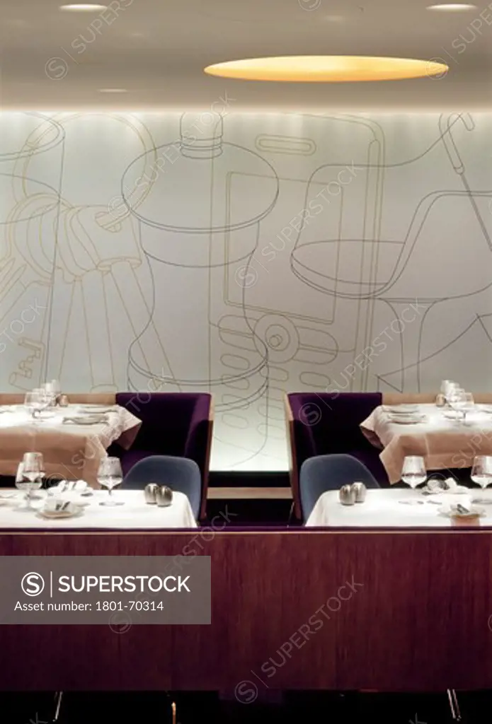 St Alban  Celebrity Endorsed Fine Dining Restaurant In London - Interior  Michael Craig-Martin Design On Window