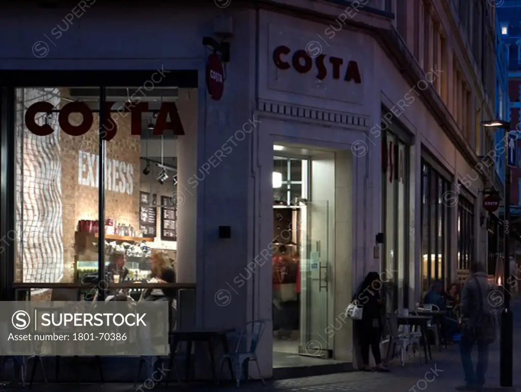 Street View  Dusk - New Style Of Costa Coffee Interior - 'Metro Style.