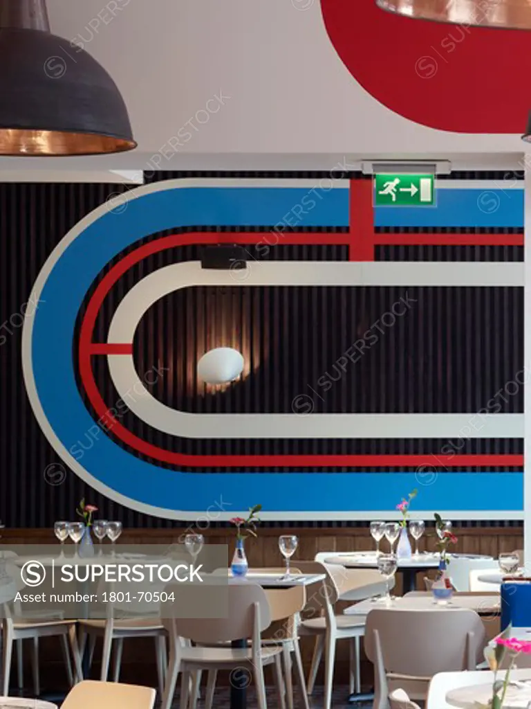 Interior  Super Graphics  Tables - New Pizza Express Restaurant Near Herne Hill Station  Super Graphics Inspired By The Former  Neighbouring Olympic Velo Track.